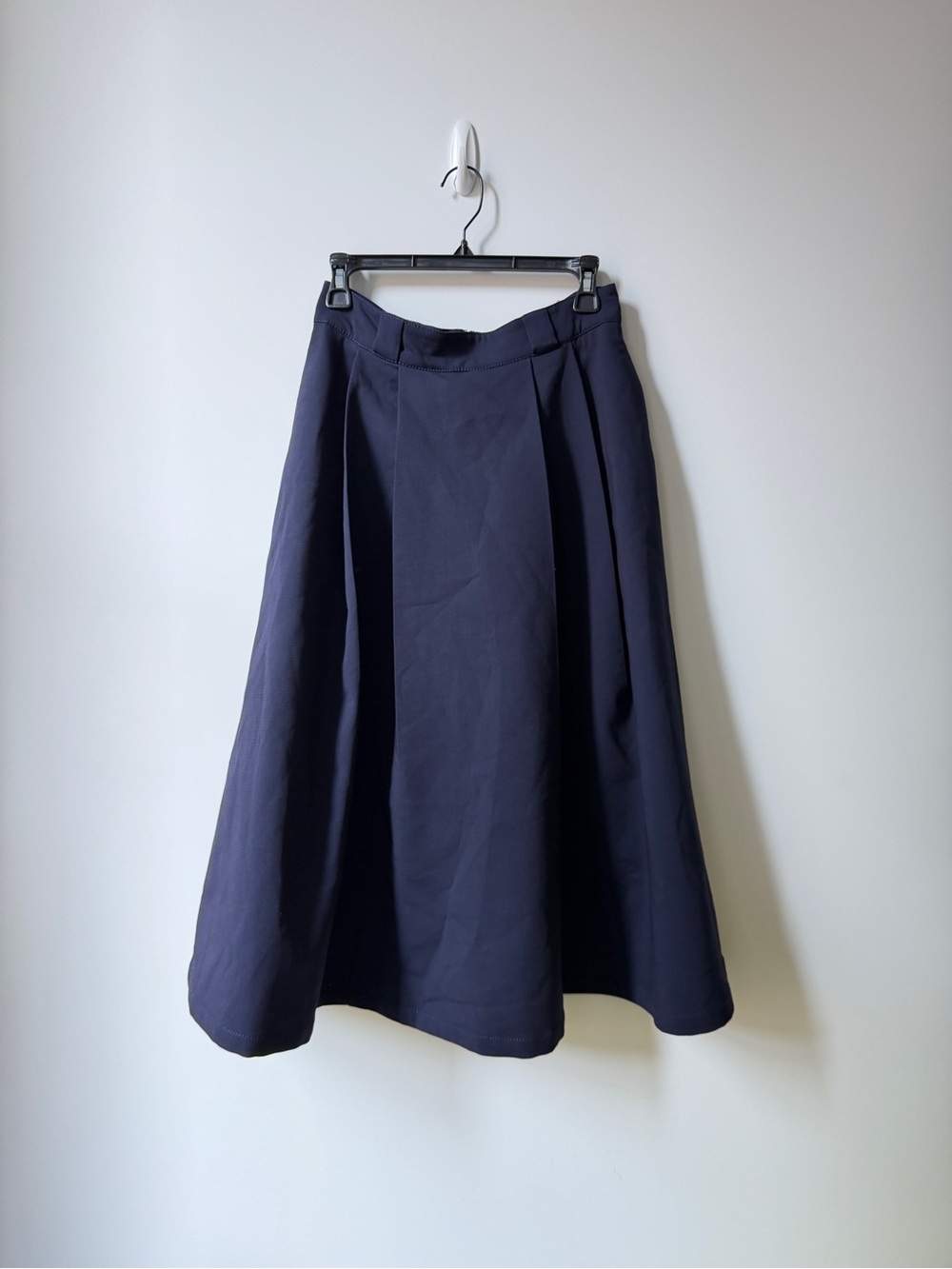 Zara Wool Navy A-Line Midi Skirt
